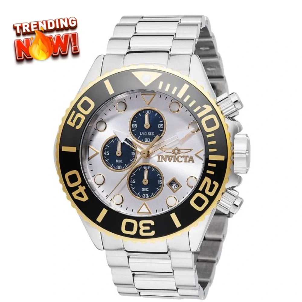Invicta Grand Diver Miami Edition Silver and Gold Chronograph 45mm 100 meter WR - Picture 1 of 9